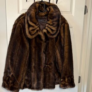 Pamela McCoy Luxurious Dark Brown Teddy Jacket